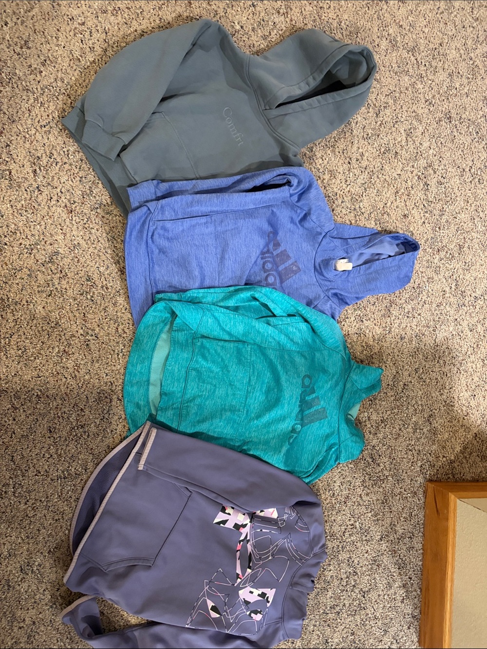 Lot of 4 girl hoodies, Comfrt, Adidas and Under Armour